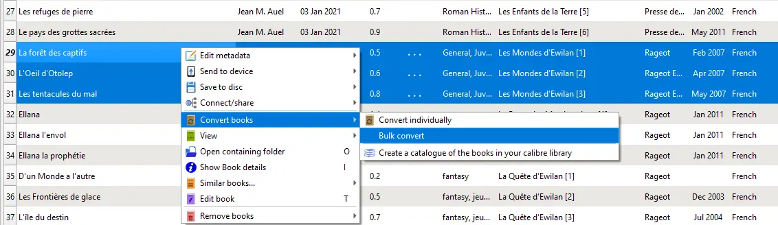 With bulk convert, you can select all your library to convert all eBooks.